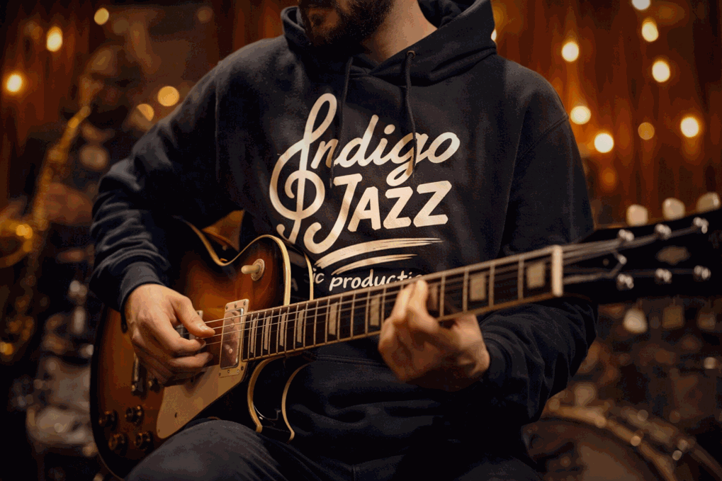 Indigo Jazz hoodie — official label merchandise